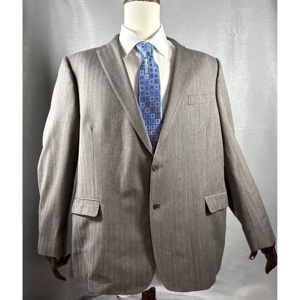 Brooks Brothers Regent Fit Blazer Jacket Wool Blend Herringbone Gray Mens‎ 48R